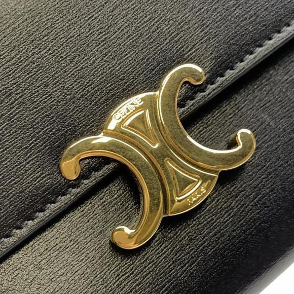 Celine Triomphe Shiny Calfskin Long Wallet Black - Picture 5 of 10